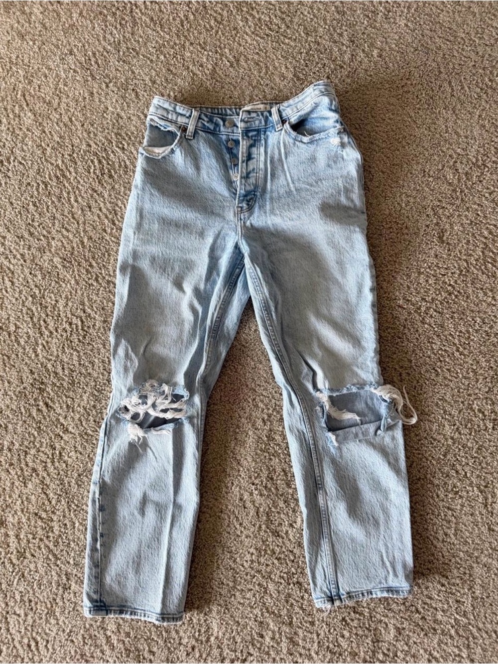 Abercrombie & Fitch Light Blue Ripped Boyfriend Jeans